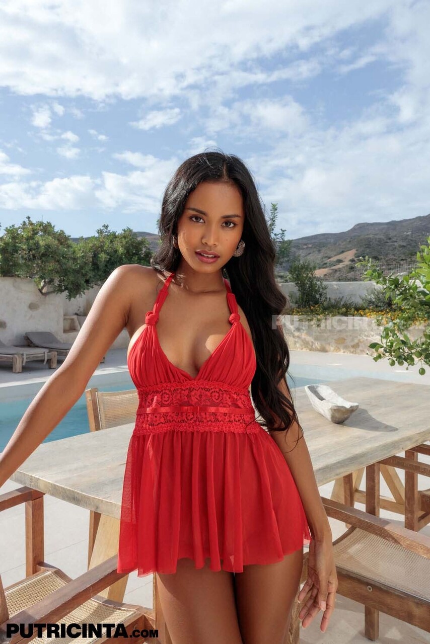 Putri Cinta Indonesian Beauty Red Lingerie Big Tits